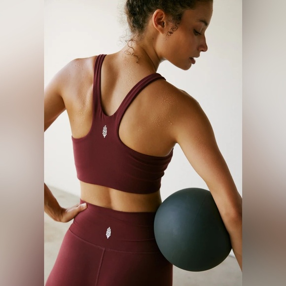 Free People Sports Bra Women’s Size Small Oxblood Burgundy FP Movement Yoga - Picture 7 of 11